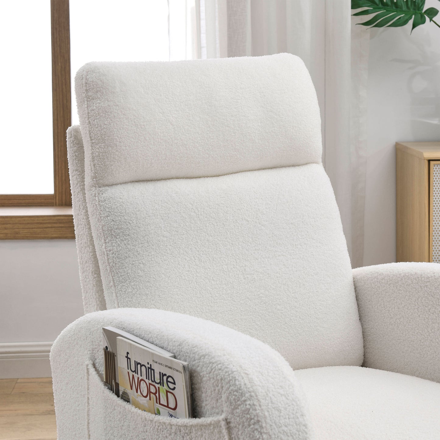 The Ophelia: Modern Accent High Backrest Rocking Chair (Ivory)