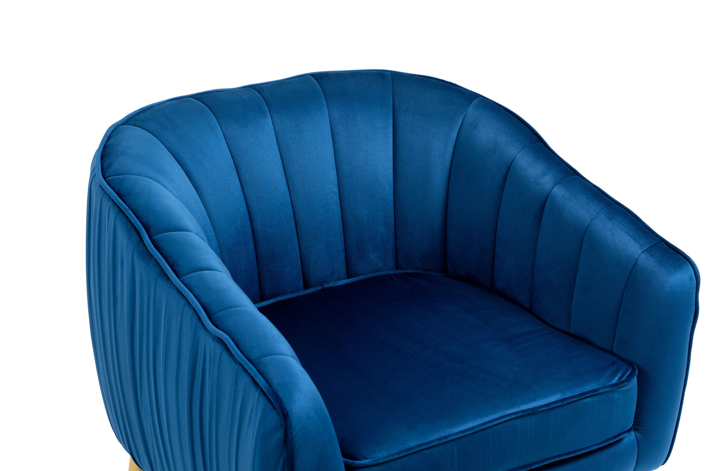 The Isabella: Velvet Tufted Barrel Accent Chair w/ Ottoman (Blue)