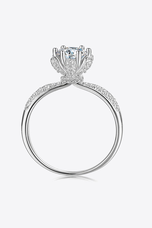 The Royal: 1 Carat Round Lab Grown Moissanite 6 Prong Engagement Ring