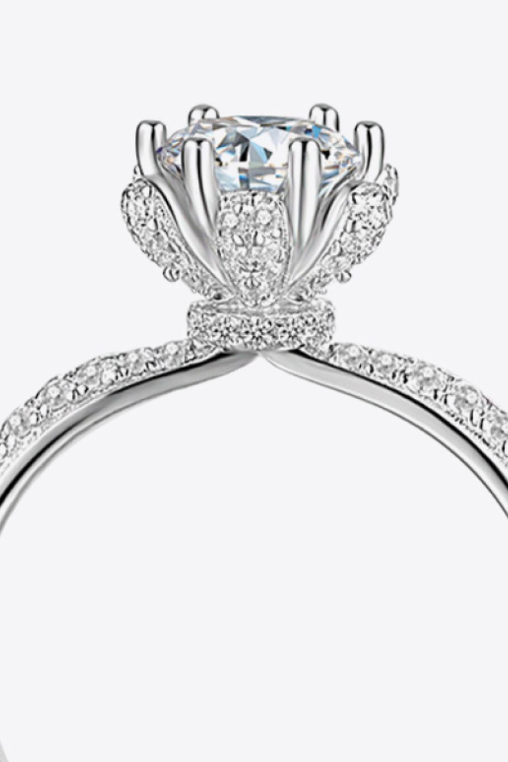 The Royal: 1 Carat Round Lab Grown Moissanite 6 Prong Engagement Ring