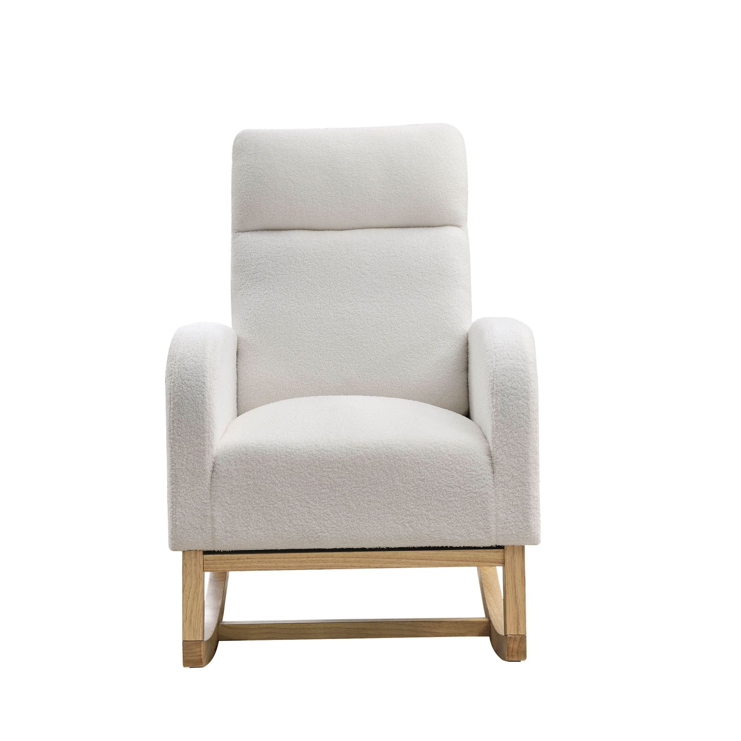 The Ophelia: Modern Accent High Backrest Rocking Chair (Ivory)