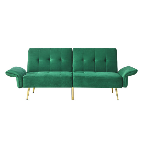 The Bella: Italian Velvet Convertible Sleeper Loveseat (Green)