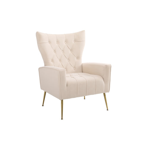 The Lillian: Luxury Accent Chair w/ Ottoman (Beige)