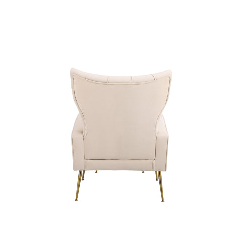 The Lillian: Luxury Accent Chair w/ Ottoman (Beige)