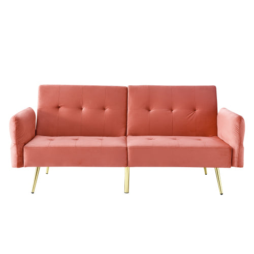 The Bella: Italian Velvet Convertible Sleeper Loveseat (Pink)