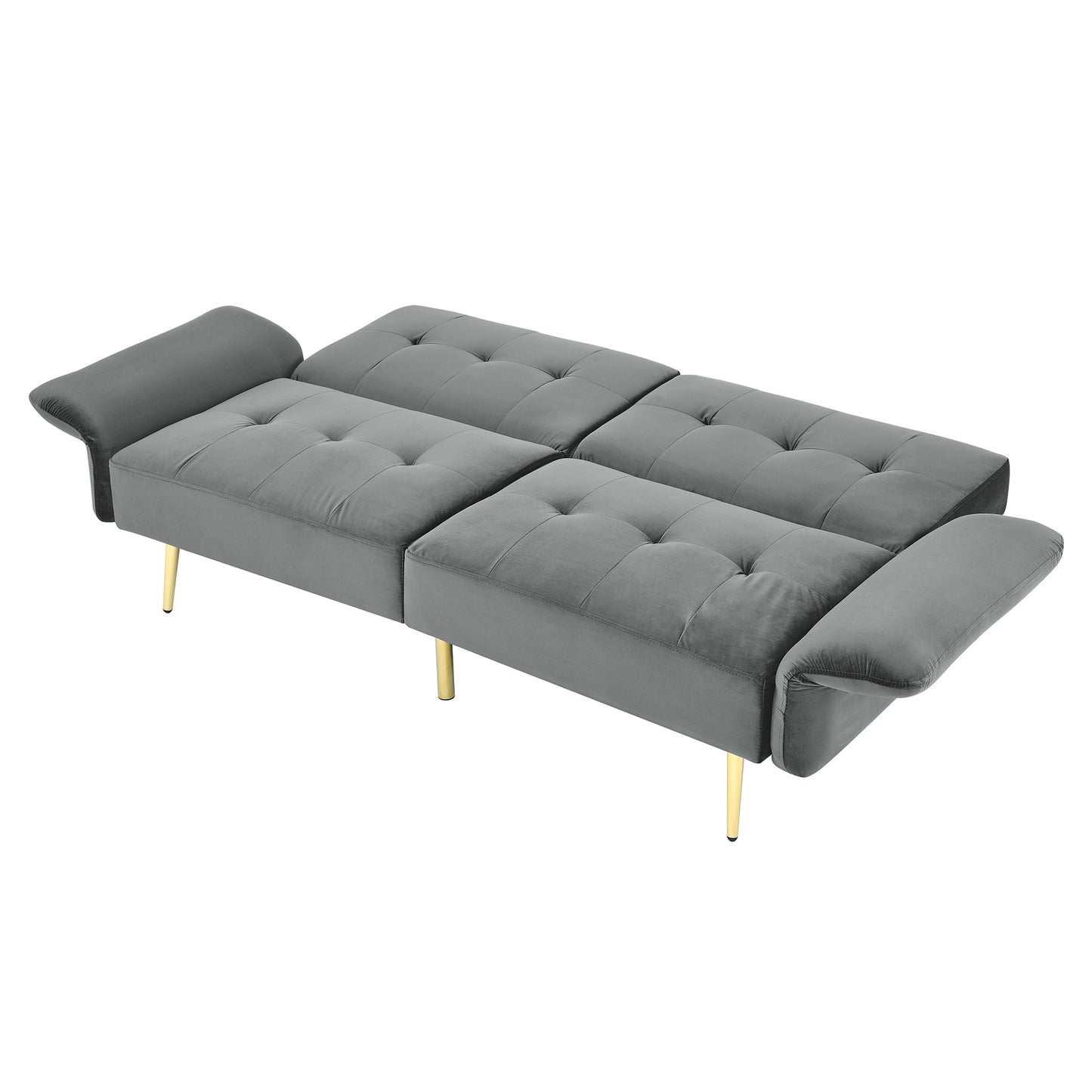 The Bella: Italian Velvet Convertible Sleeper Loveseat (Gray)