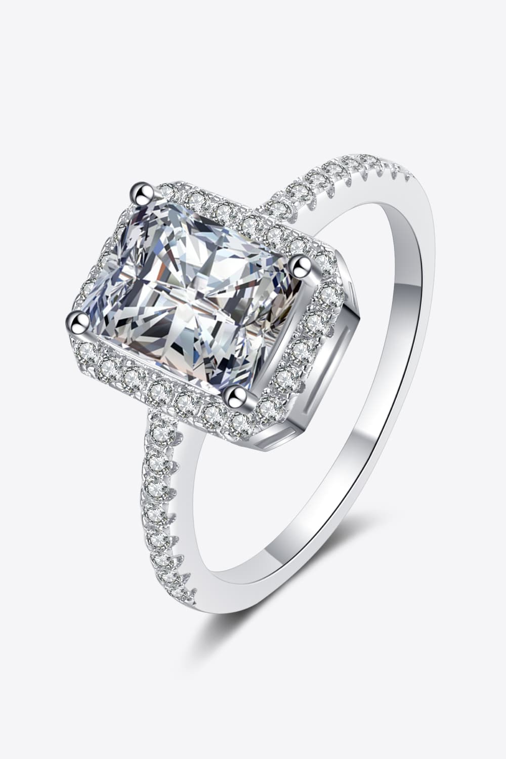 The Halo: 2 Carat Halo Lab Grown Moissanite Engagement Ring