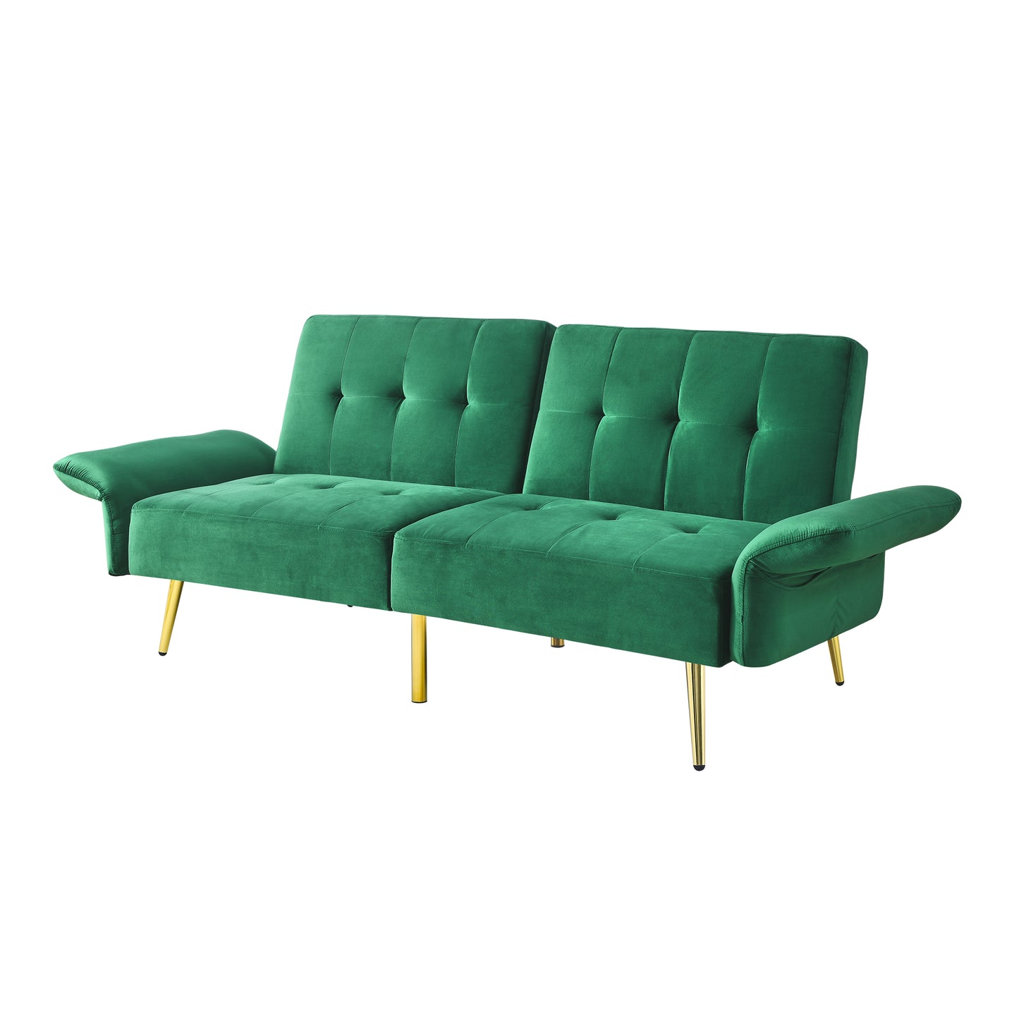 The Bella: Italian Velvet Convertible Sleeper Loveseat (Green)