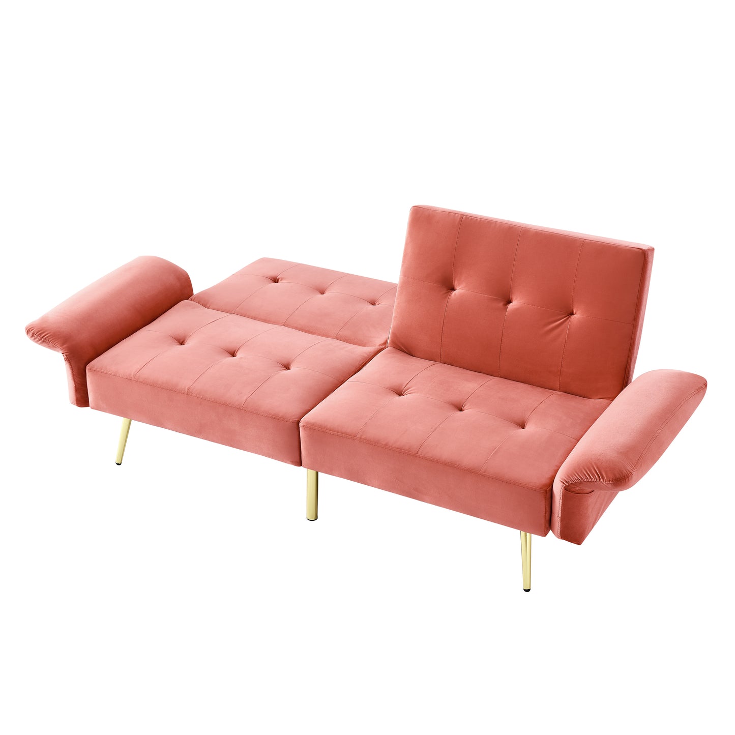 The Bella: Italian Velvet Convertible Sleeper Loveseat (Pink)