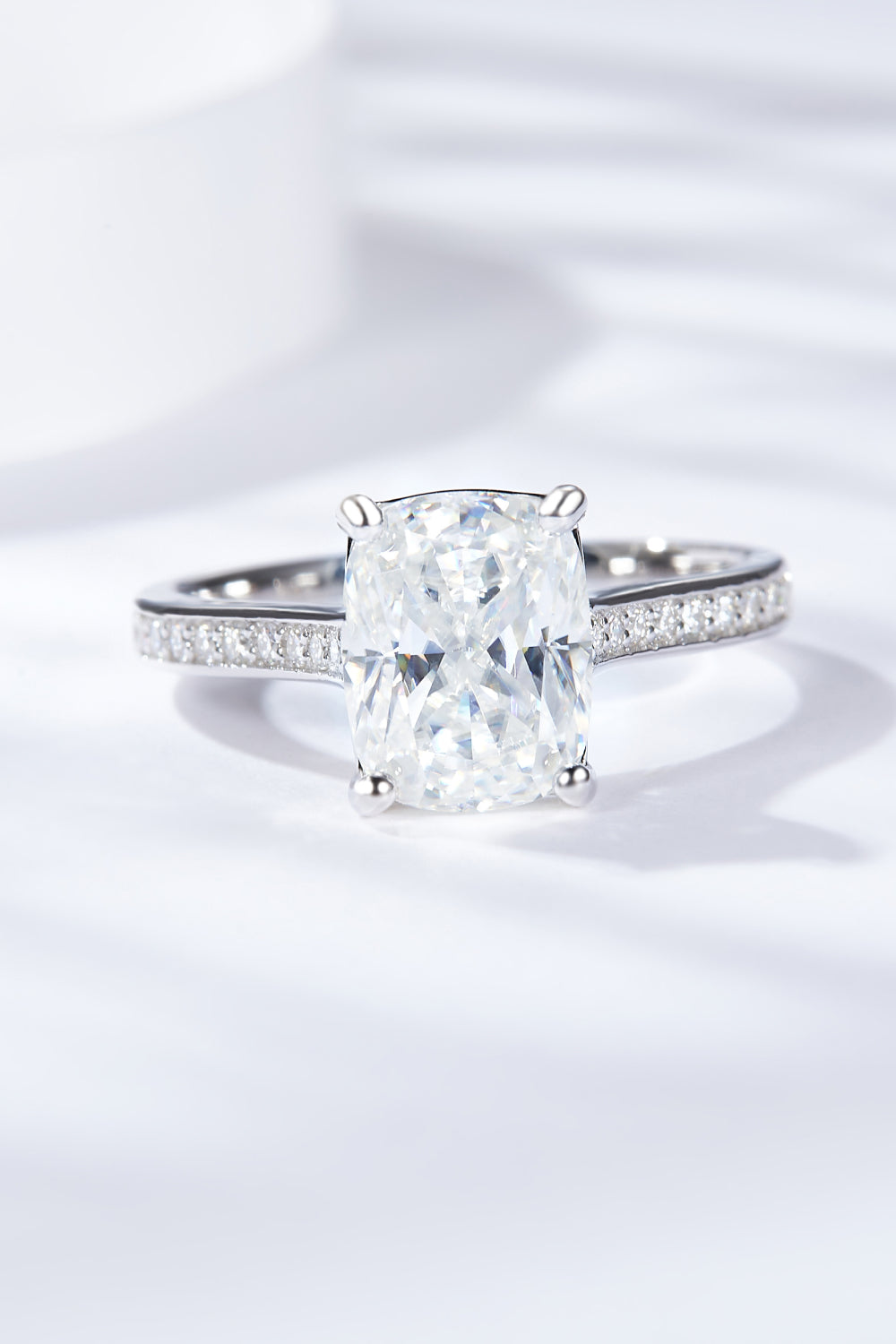 The Olivia: 3 Carat Cushion Lab Grown Moissanite Engagement Ring