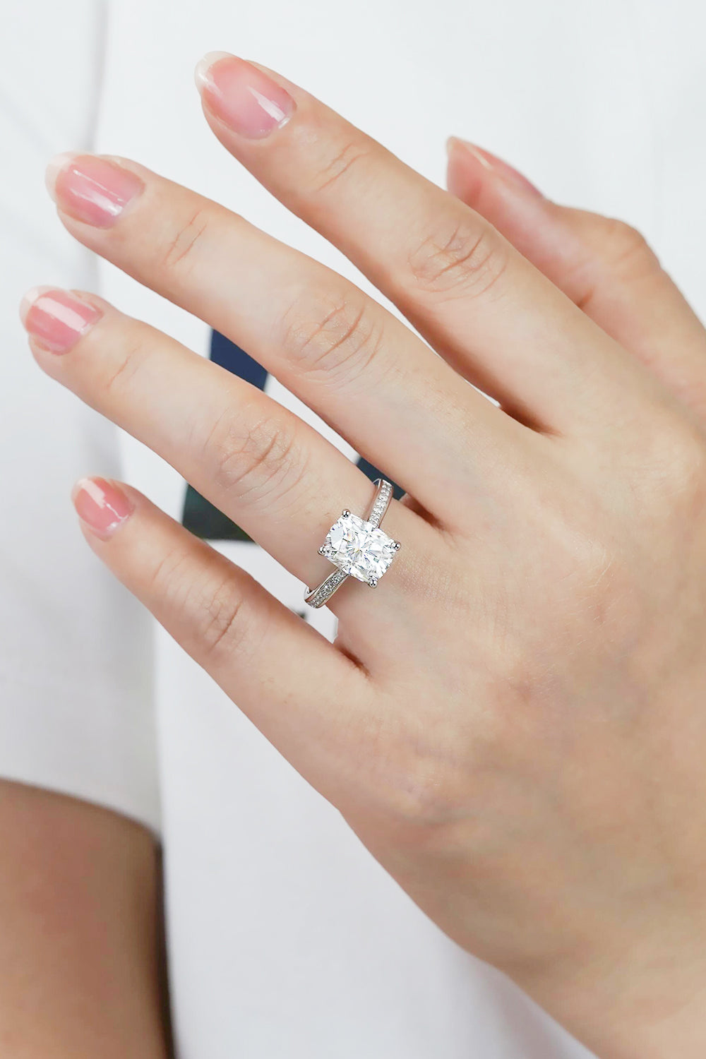 The Olivia: 3 Carat Cushion Lab Grown Moissanite Engagement Ring