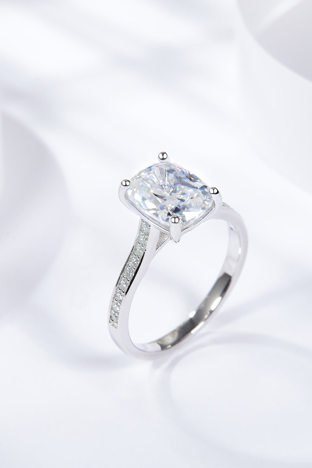 The Olivia: 3 Carat Cushion Lab Grown Moissanite Engagement Ring