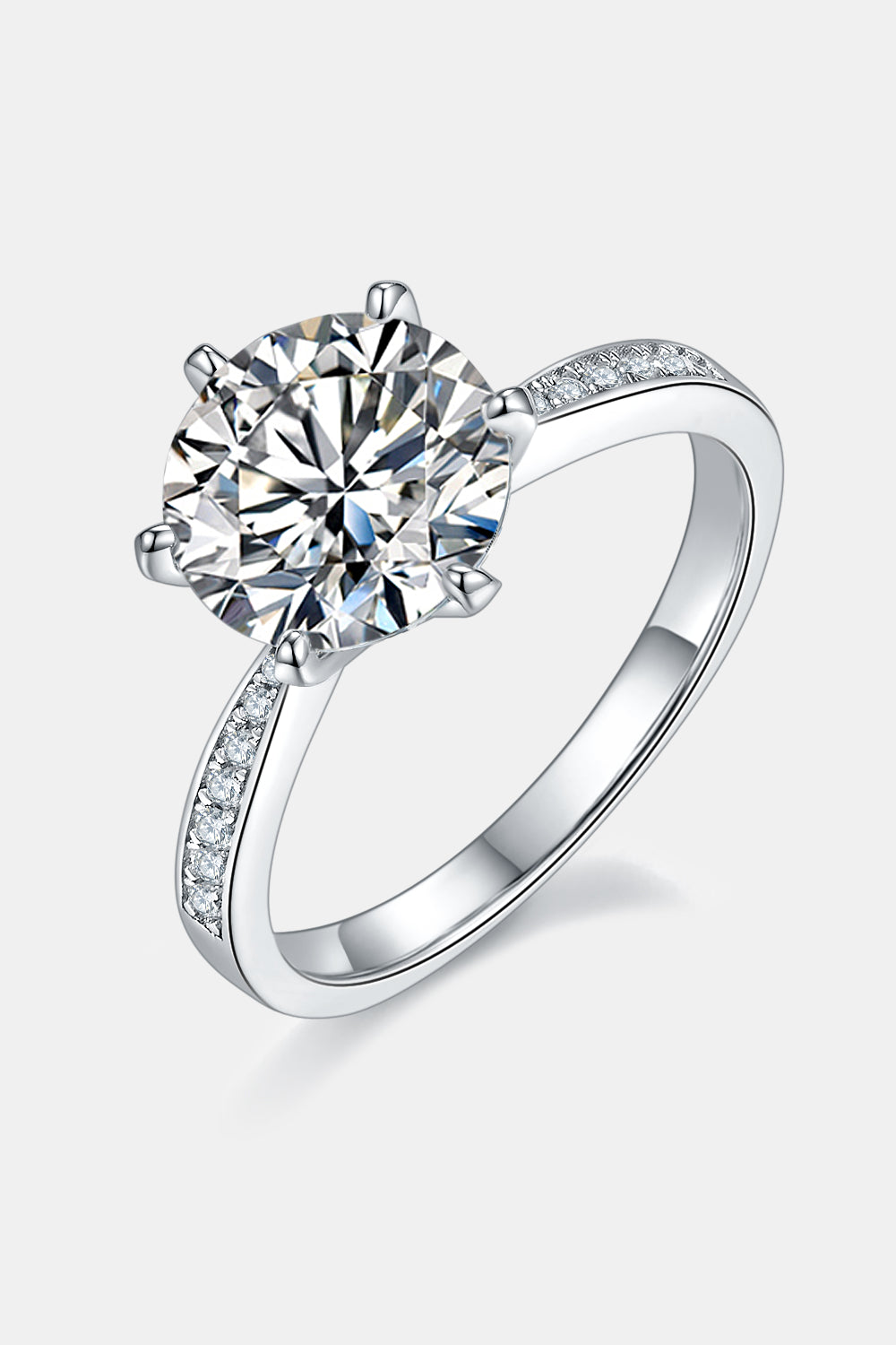 The Belle: 3 Carat Round Lab Grown Moissanite Engagement Ring w/ Pave Setting