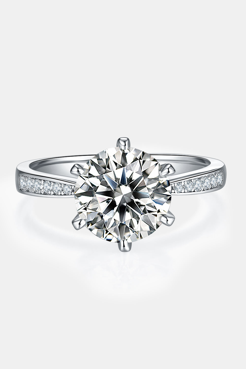 The Belle: 3 Carat Round Lab Grown Moissanite Engagement Ring w/ Pave Setting