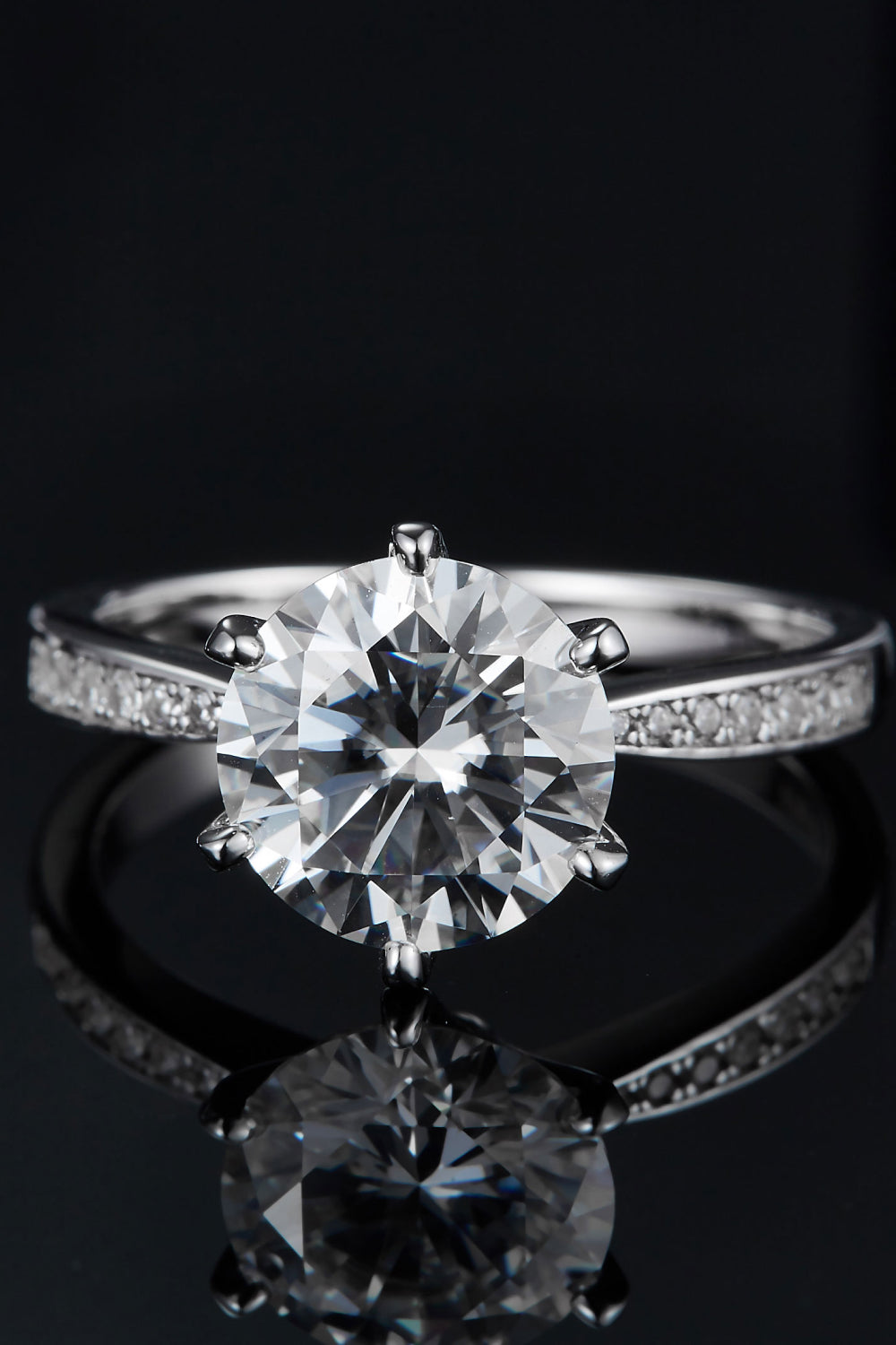 The Belle: 3 Carat Round Lab Grown Moissanite Engagement Ring w/ Pave Setting