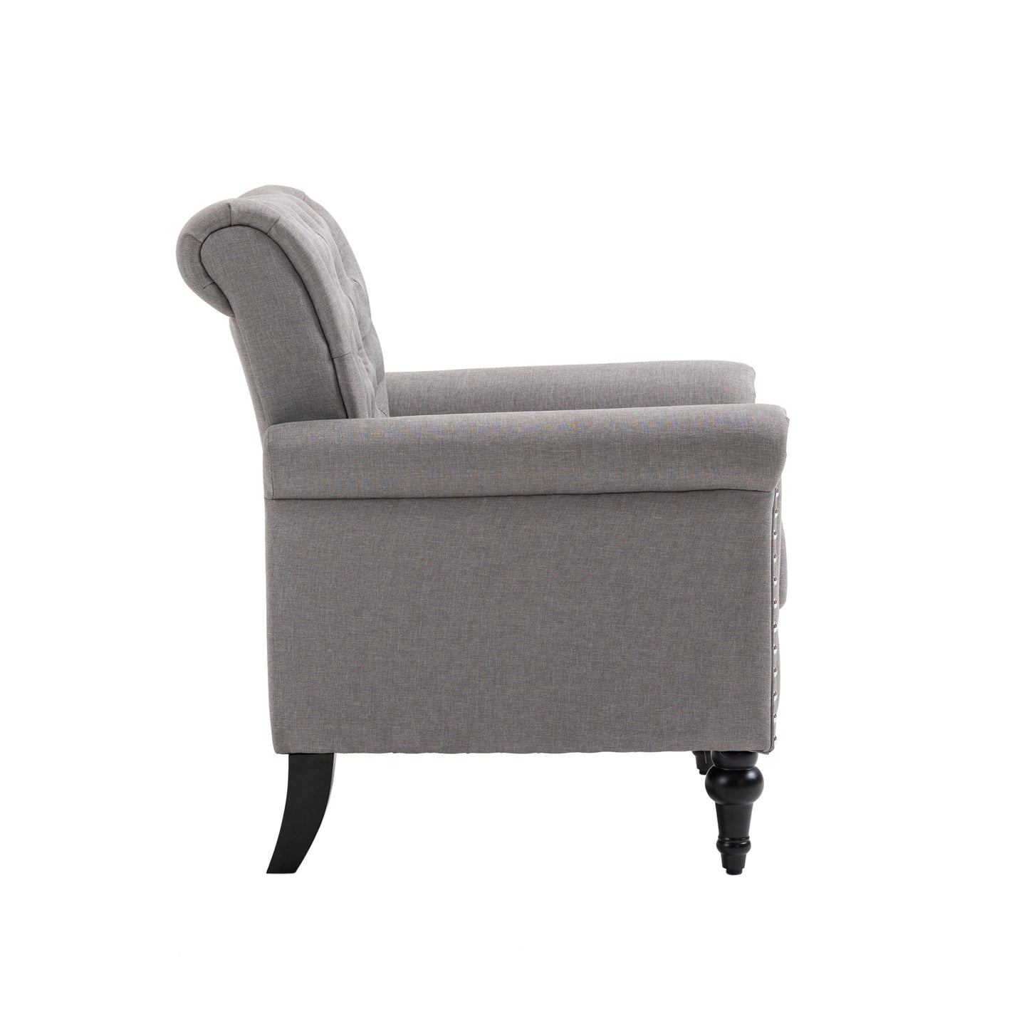 The Winston: Tufted Back Mid-Century Modern Accent Chair (Light Gray): Set of 2