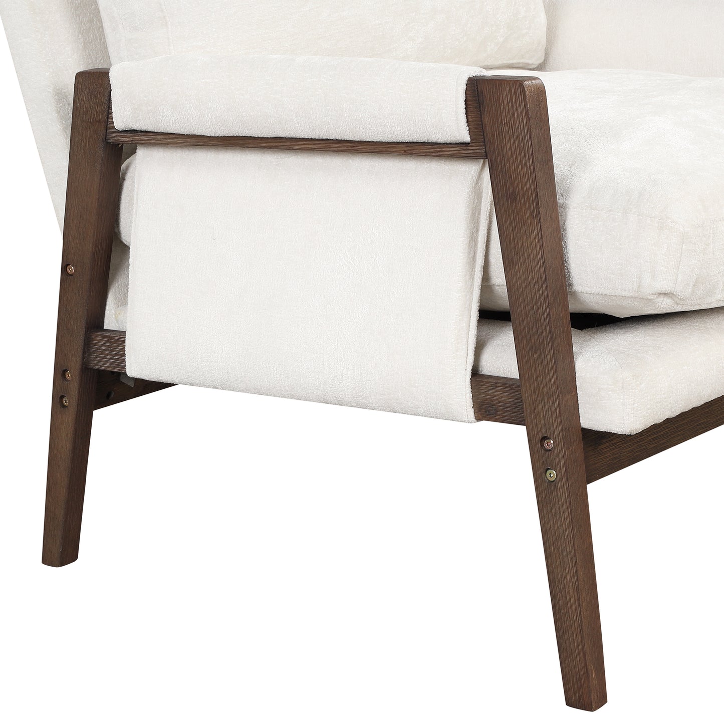 The Jasper: Mid-Century Modern Velvet Accent Chair (White)