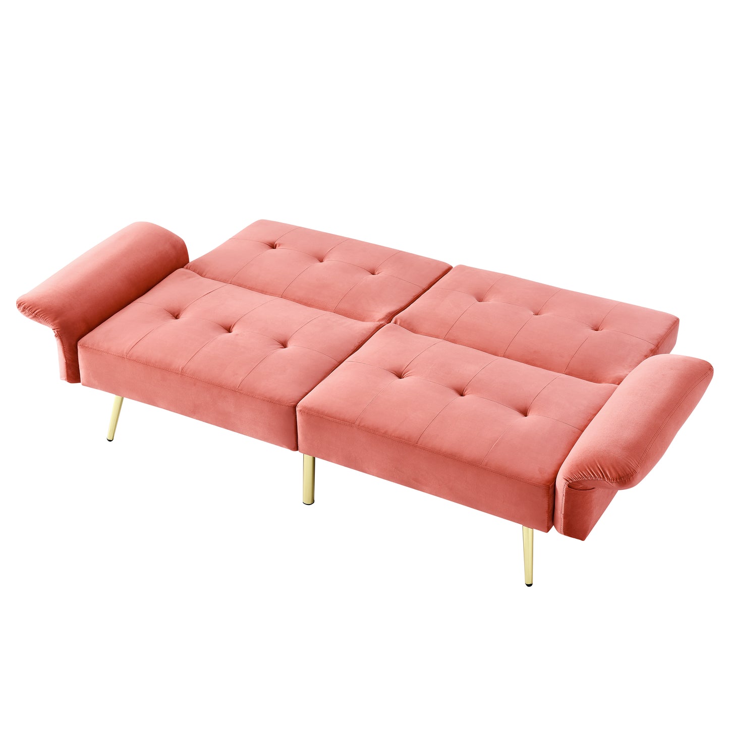 The Bella: Italian Velvet Convertible Sleeper Loveseat (Pink)