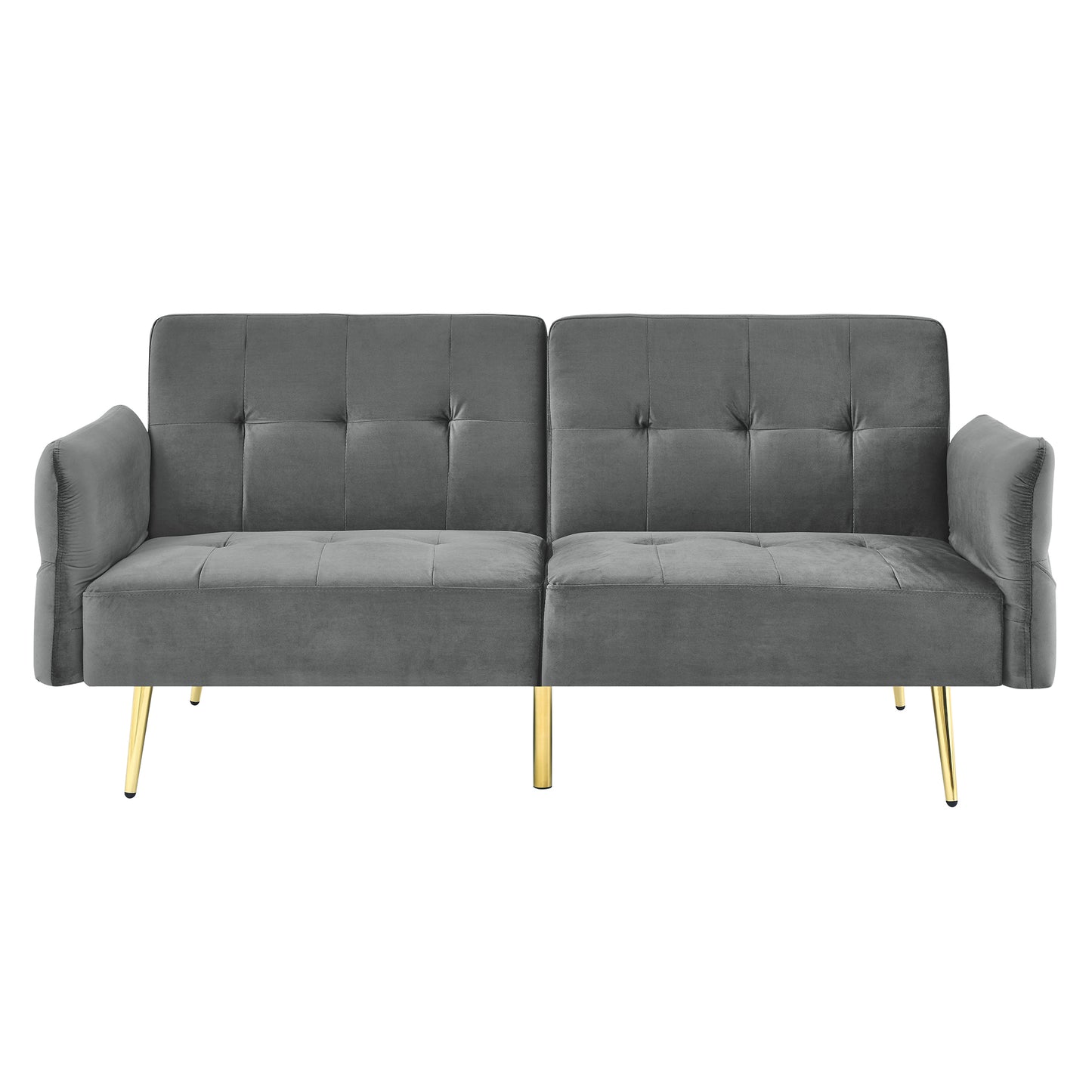 The Bella: Italian Velvet Convertible Sleeper Loveseat (Gray)