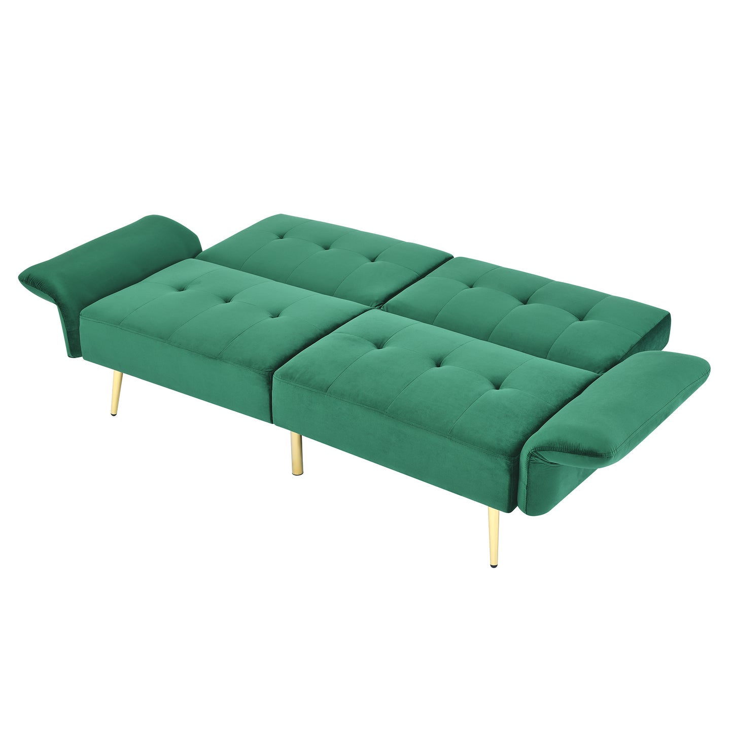 The Bella: Italian Velvet Convertible Sleeper Loveseat (Green)