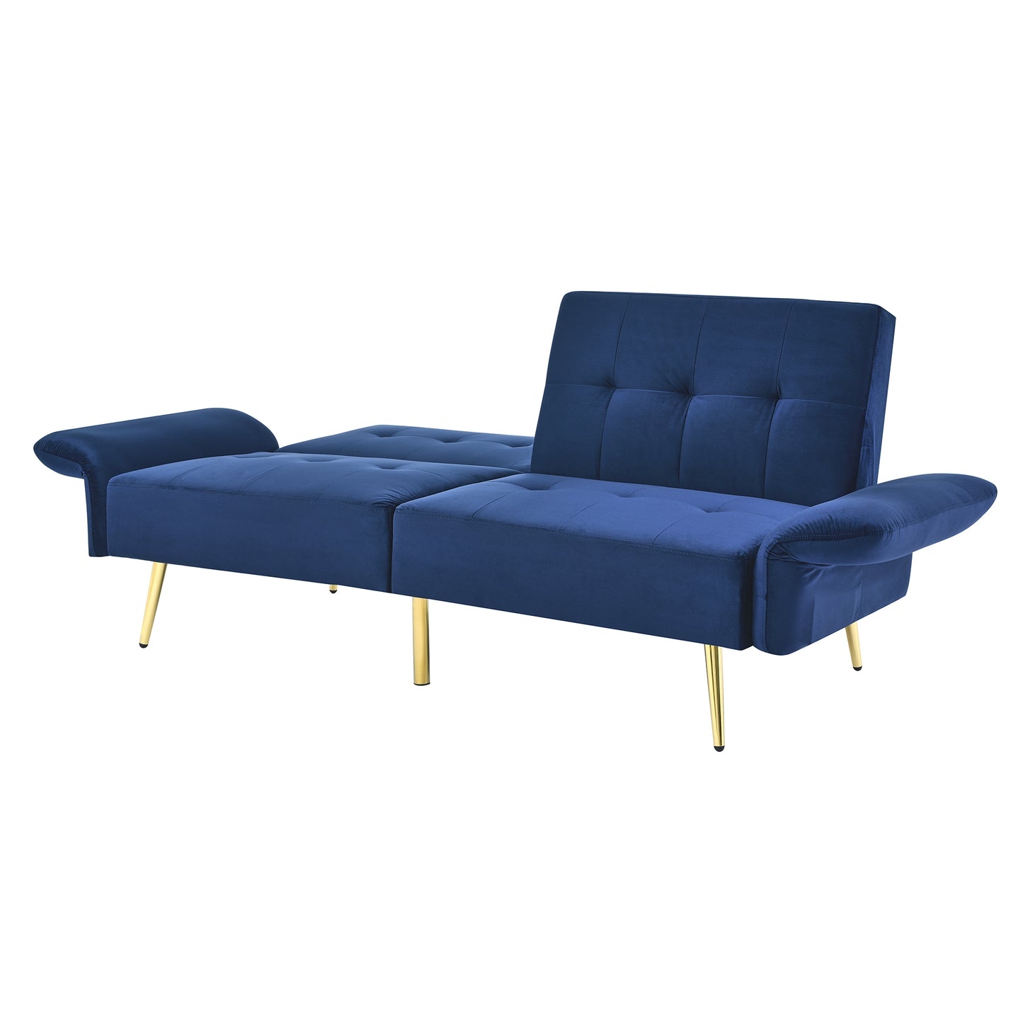 The Bella: Italian Velvet Convertible Sleeper Loveseat (Navy)