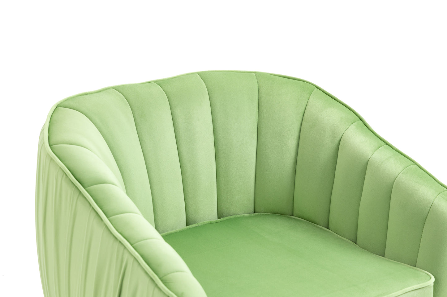 The Isabella: Velvet Tufted Barrel Accent Chair w/ Ottoman (Grass Green)