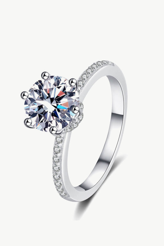 The Luxe: 2 Carat Round Lab Grown Moissanite Engagement Ring