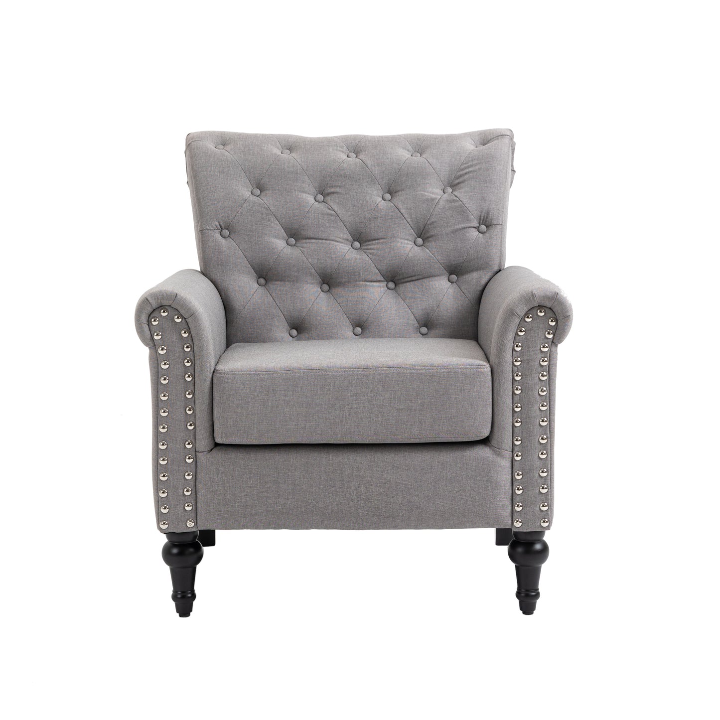 The Winston: Tufted Back Mid-Century Modern Accent Chair (Light Gray): Set of 2