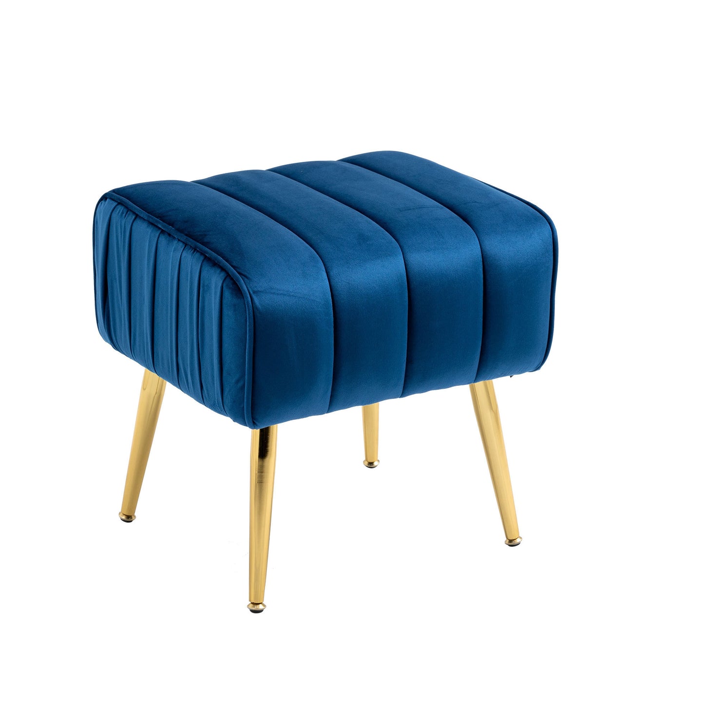 The Isabella: Velvet Tufted Barrel Accent Chair w/ Ottoman (Blue)