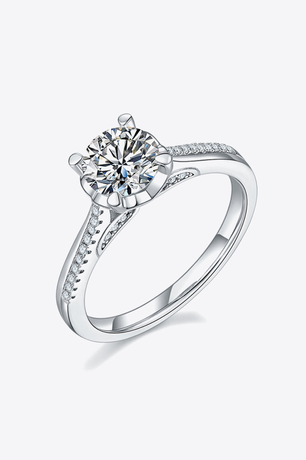 The Divine: 1 Carat Round Lab Grown Moissanite w/ Side Stone Ring