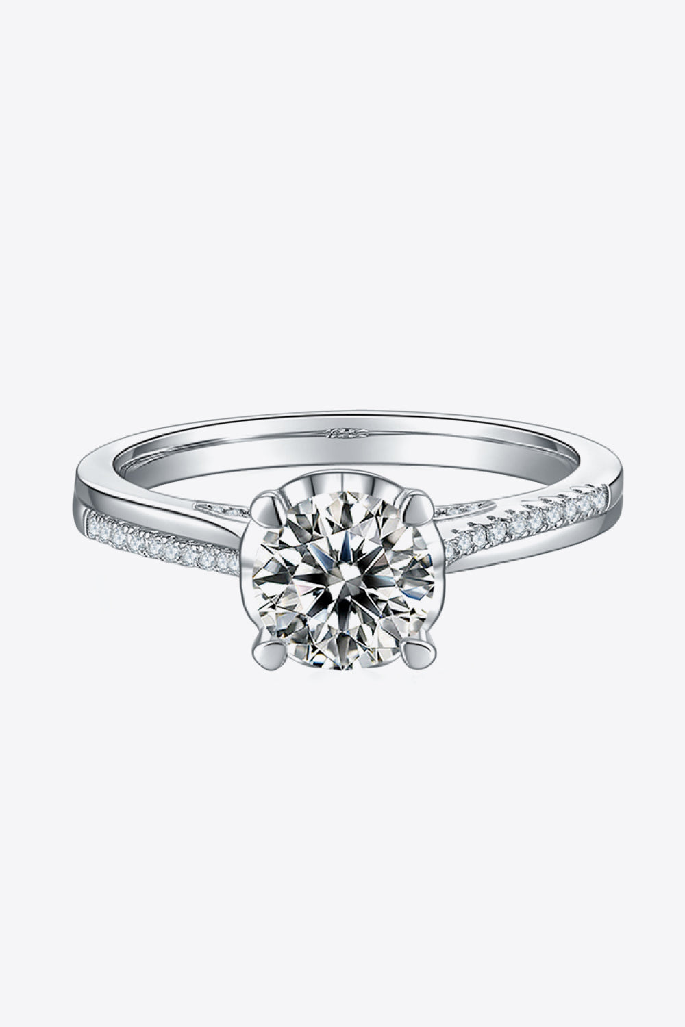 The Divine: 1 Carat Round Lab Grown Moissanite w/ Side Stone Ring