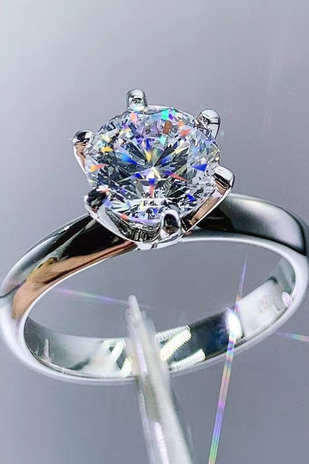 The Charm: 3 Carat Round Solitaire Lab Grown Moissanite 6-Prong Engagement Ring