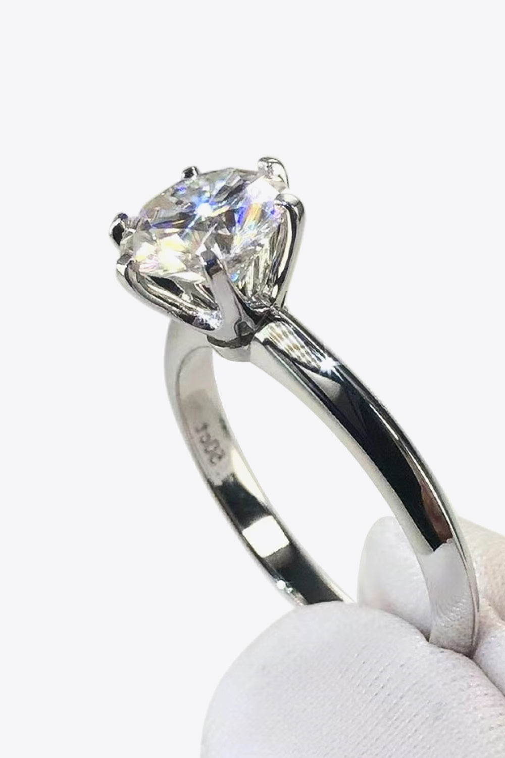 The Charm: 3 Carat Round Solitaire Lab Grown Moissanite 6-Prong Engagement Ring