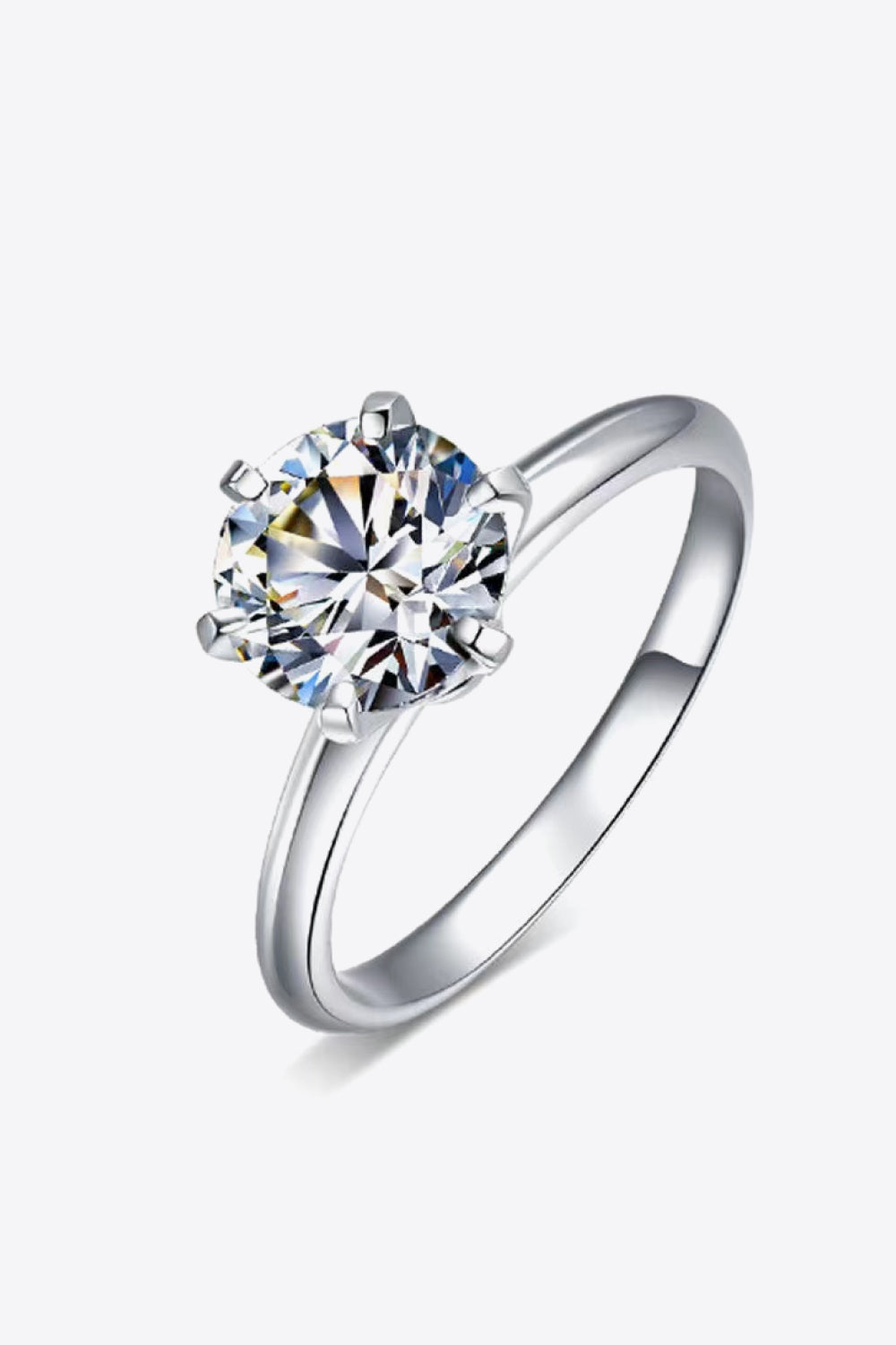 The Charm: 3 Carat Round Solitaire Lab Grown Moissanite 6-Prong Engagement Ring