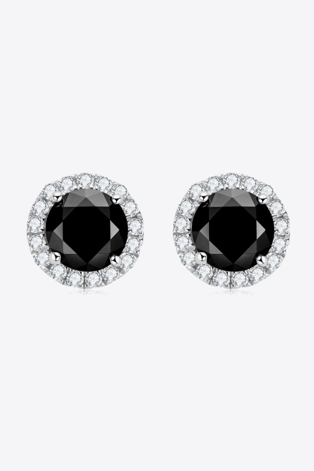 Black 4-Prong Lab Grown Moissanite Stud Earrings