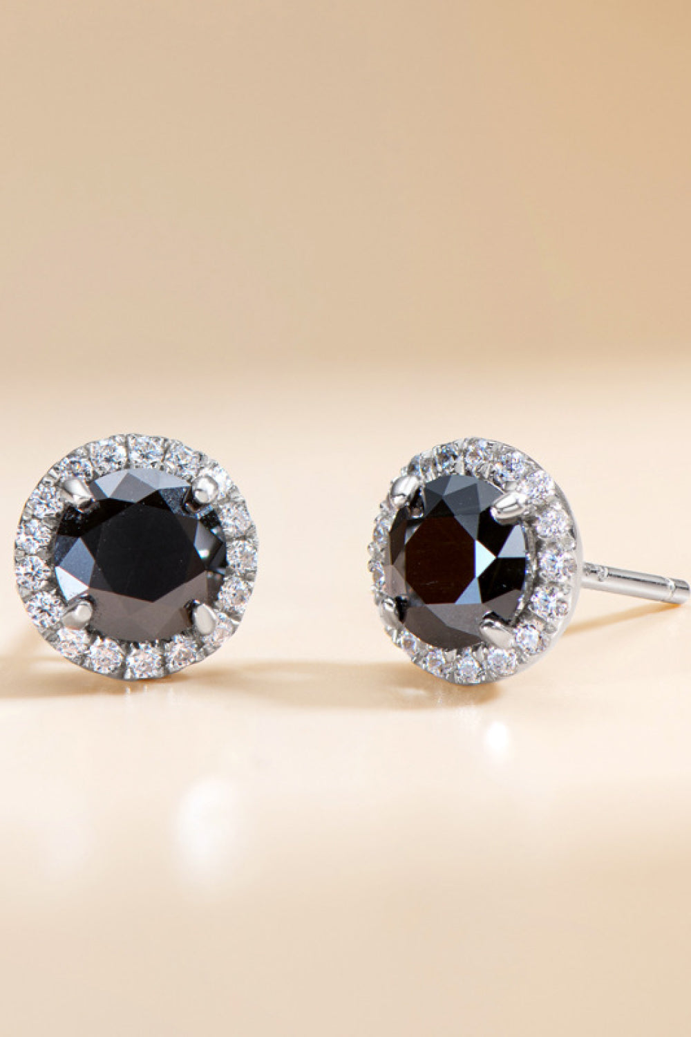 Black 4-Prong Lab Grown Moissanite Stud Earrings