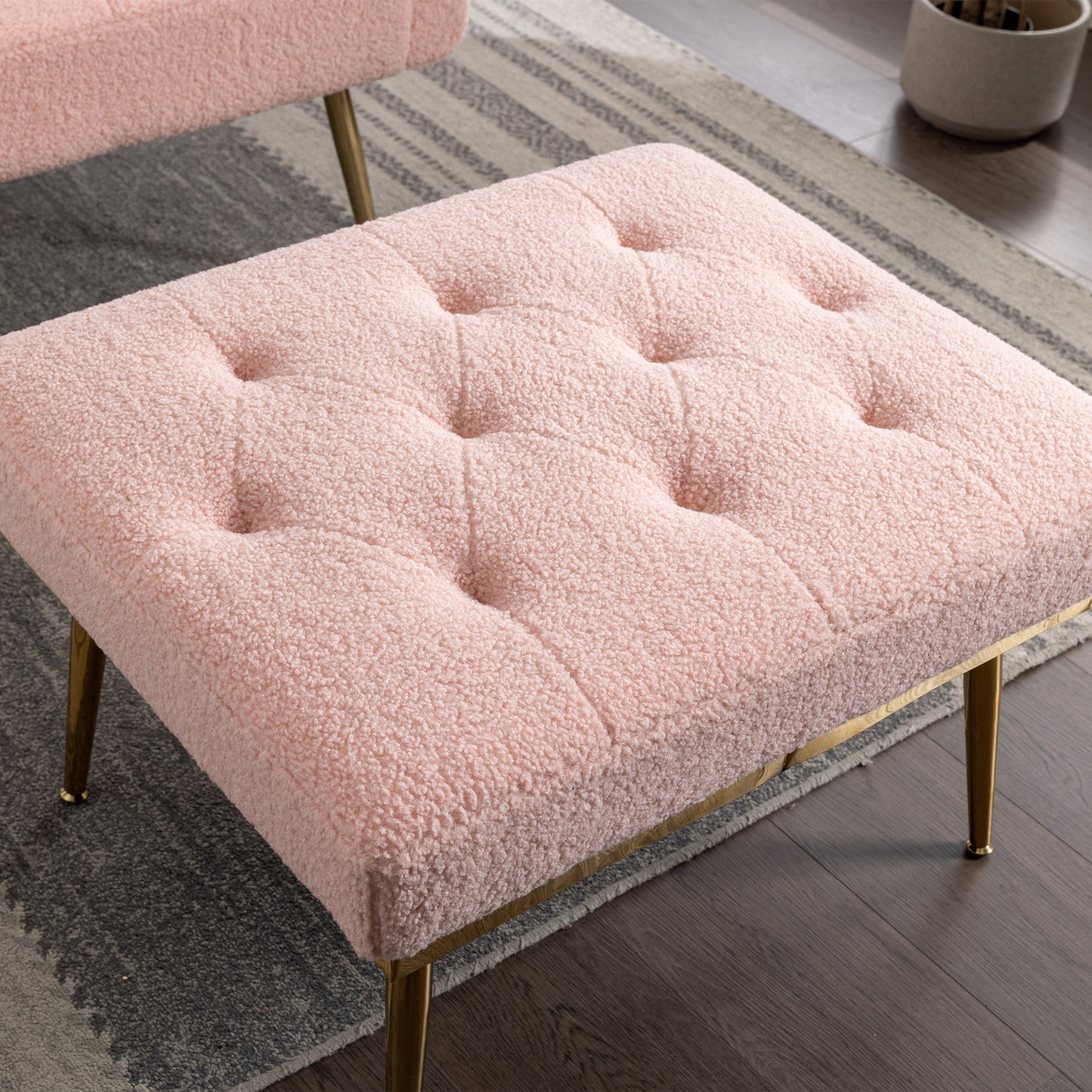 The Gabriella: Wide Modern Accent Chair w/ Ottoman (Pink)