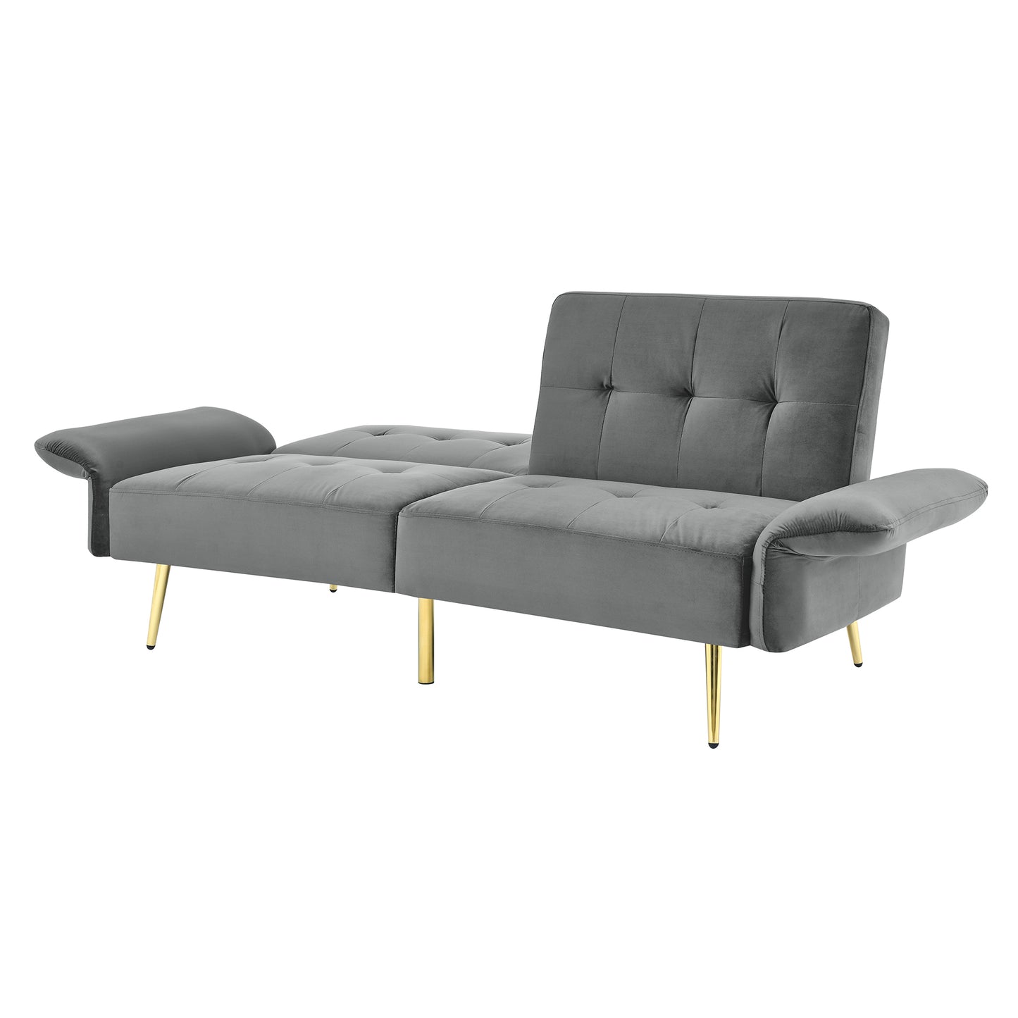 The Bella: Italian Velvet Convertible Sleeper Loveseat (Gray)