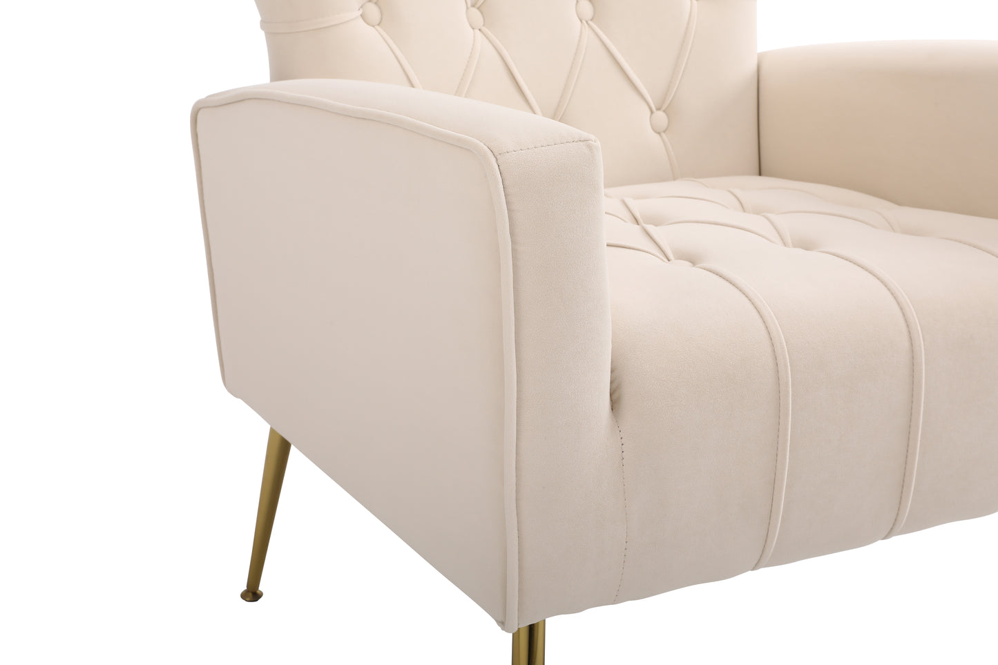 The Lillian: Luxury Accent Chair w/ Ottoman (Beige)