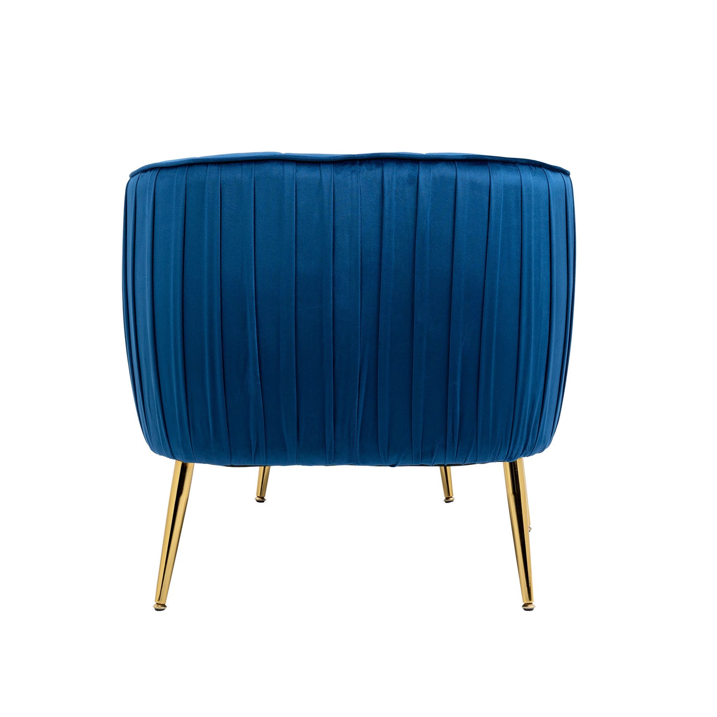 The Isabella: Velvet Tufted Barrel Accent Chair w/ Ottoman (Blue)