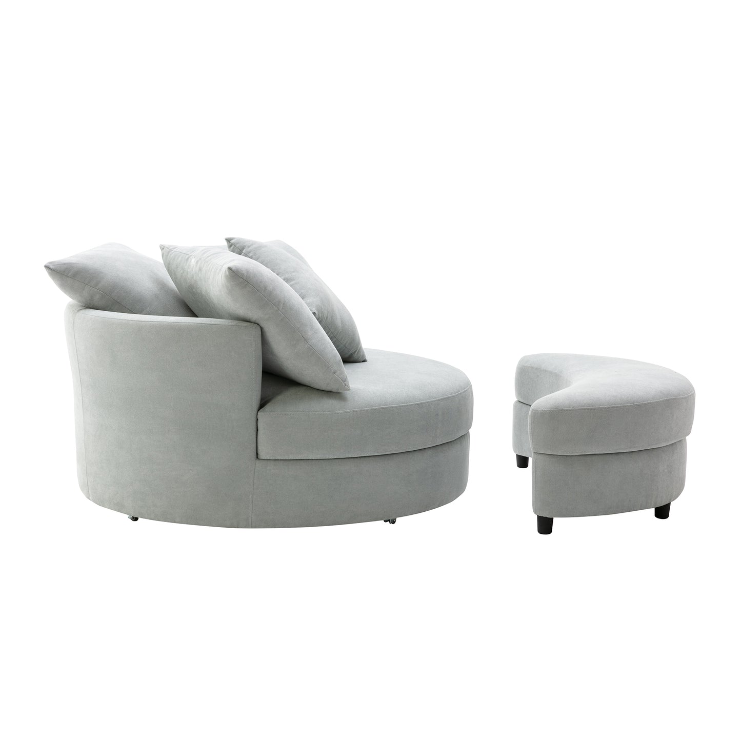 The Sophia: 360° Swivel Accent Barrel Chair w/ Storage Ottoman & Pillows