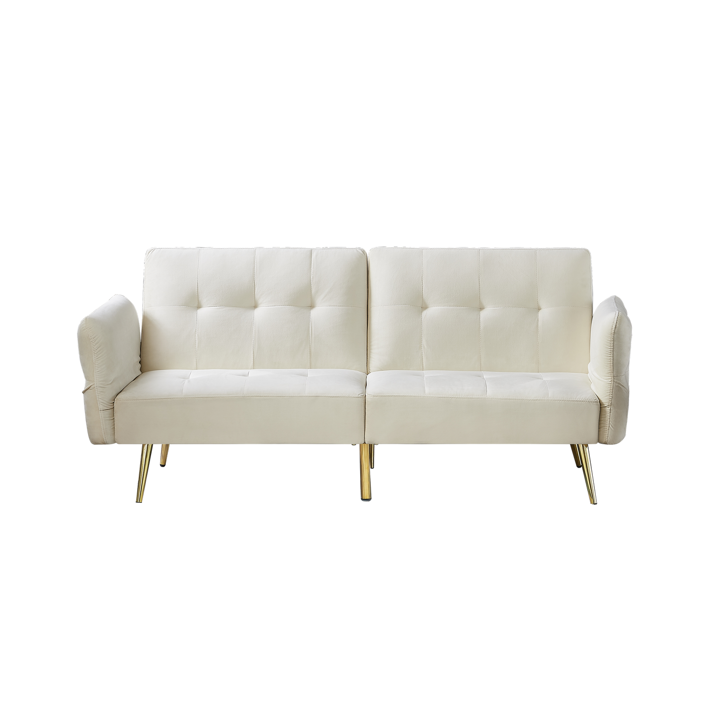 The Bella: Italian Velvet Convertible Sleeper Loveseat (Beige)