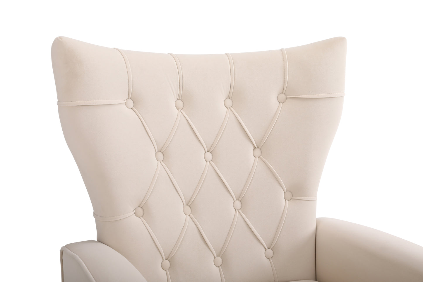 The Lillian: Luxury Accent Chair w/ Ottoman (Beige)