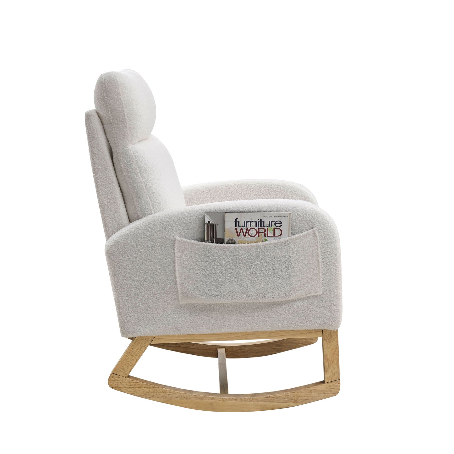 The Ophelia: Modern Accent High Backrest Rocking Chair (Ivory)