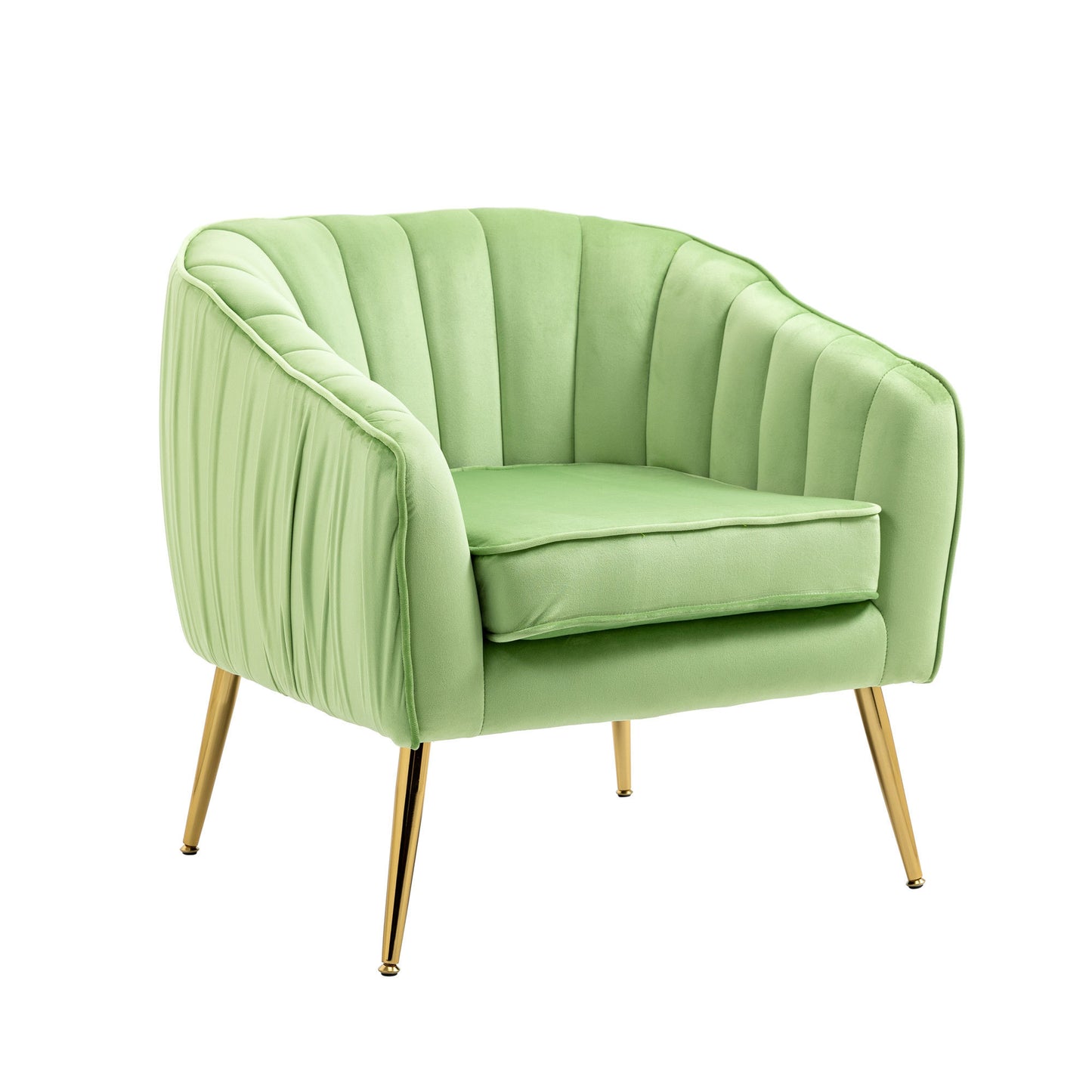 The Isabella: Velvet Tufted Barrel Accent Chair w/ Ottoman (Grass Green)