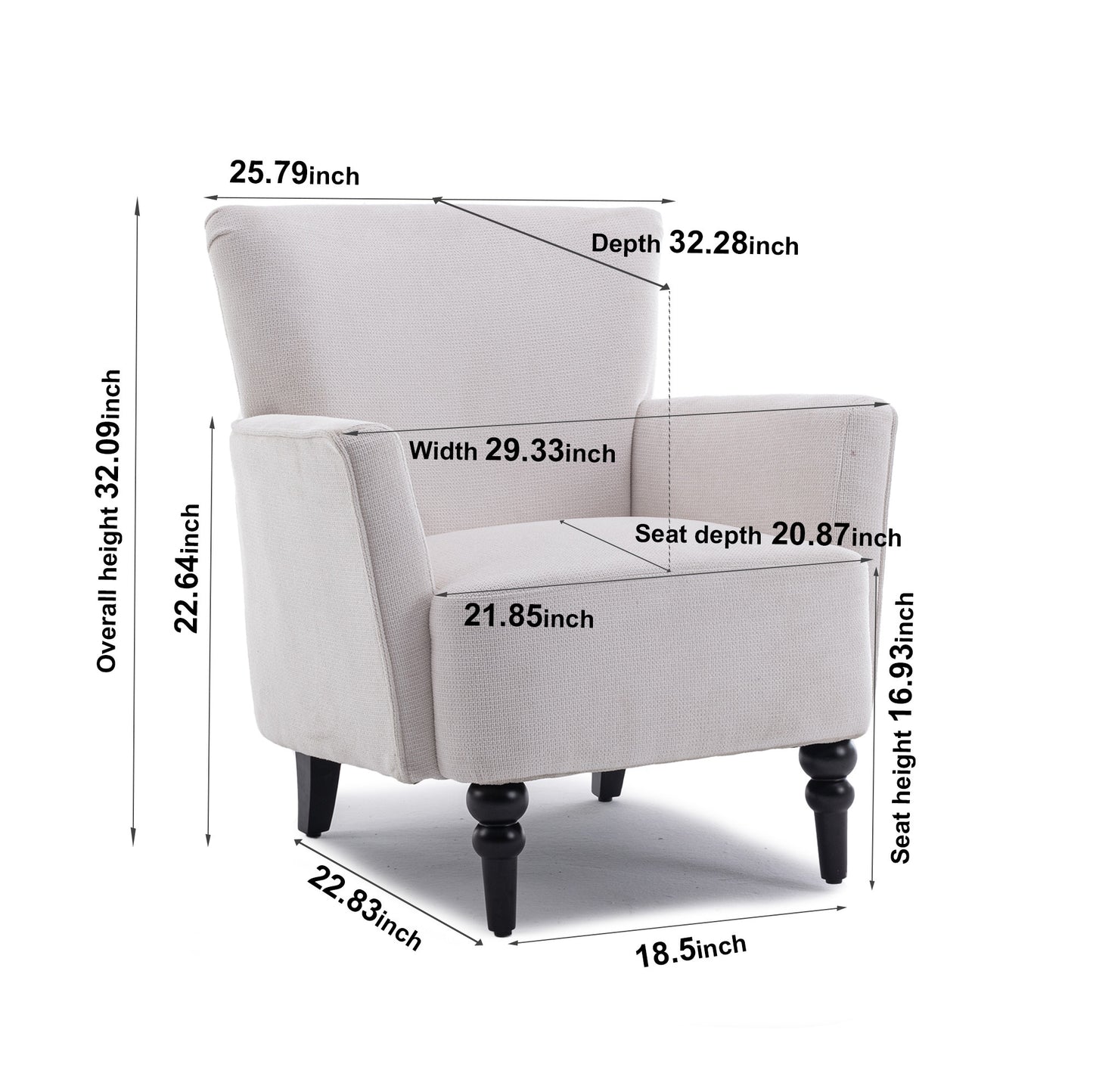 The Oliver: Modern Accent Linen Armchair (White)