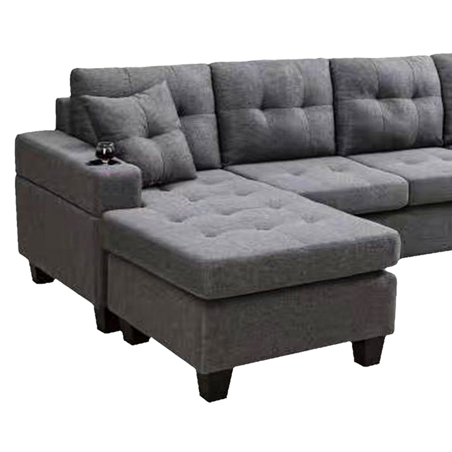 The Penelope: Modern Sectional Sofa w/ Footrest Chaise and Storage (Gray)