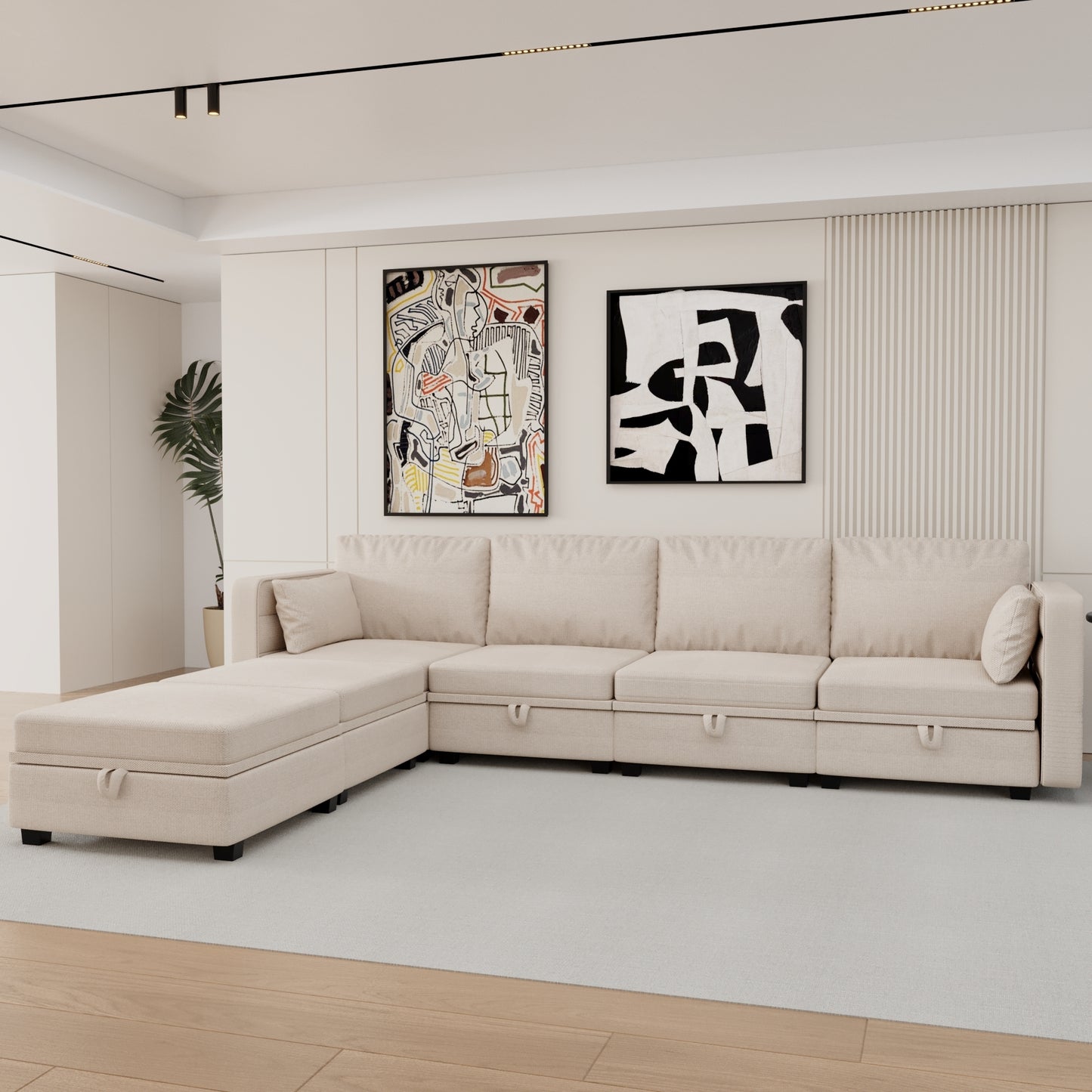 The Spencer: Modular Sectional Sofa U Shaped Sectional w/ Chaise and Storage