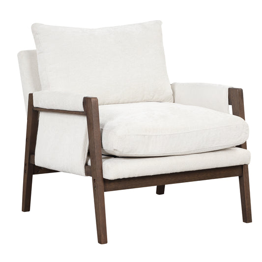 The Jasper: Mid-Century Modern Velvet Accent Chair (White)