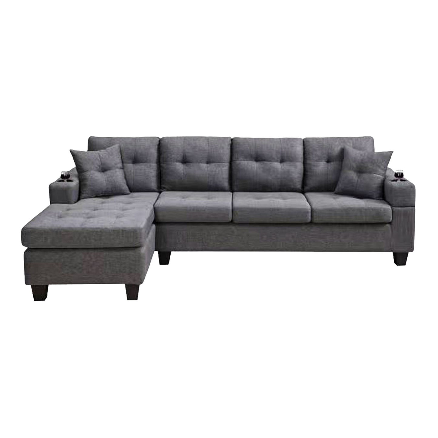 The Penelope: Modern Sectional Sofa w/ Footrest Chaise and Storage (Gray)